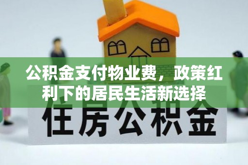 若尔盖公积金支付物业费，政策红利下的居民生活新选择