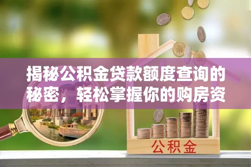 若尔盖揭秘公积金贷款额度查询的秘密，轻松掌握你的购房资金