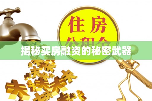 若尔盖揭秘买房融资的秘密武器
